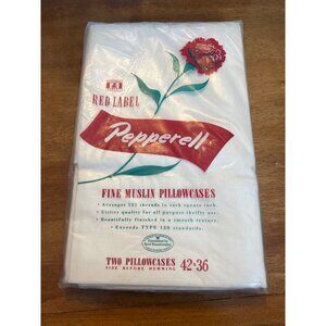 Vintage Pepperell Pillowcase Fine Muslin 42x36 Set of 2 New Old Stock